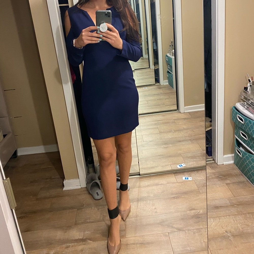 Alice and Olivia navy cutout mini dress